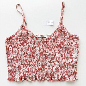 American Eagle Floral Smocked Cropped Tank Top